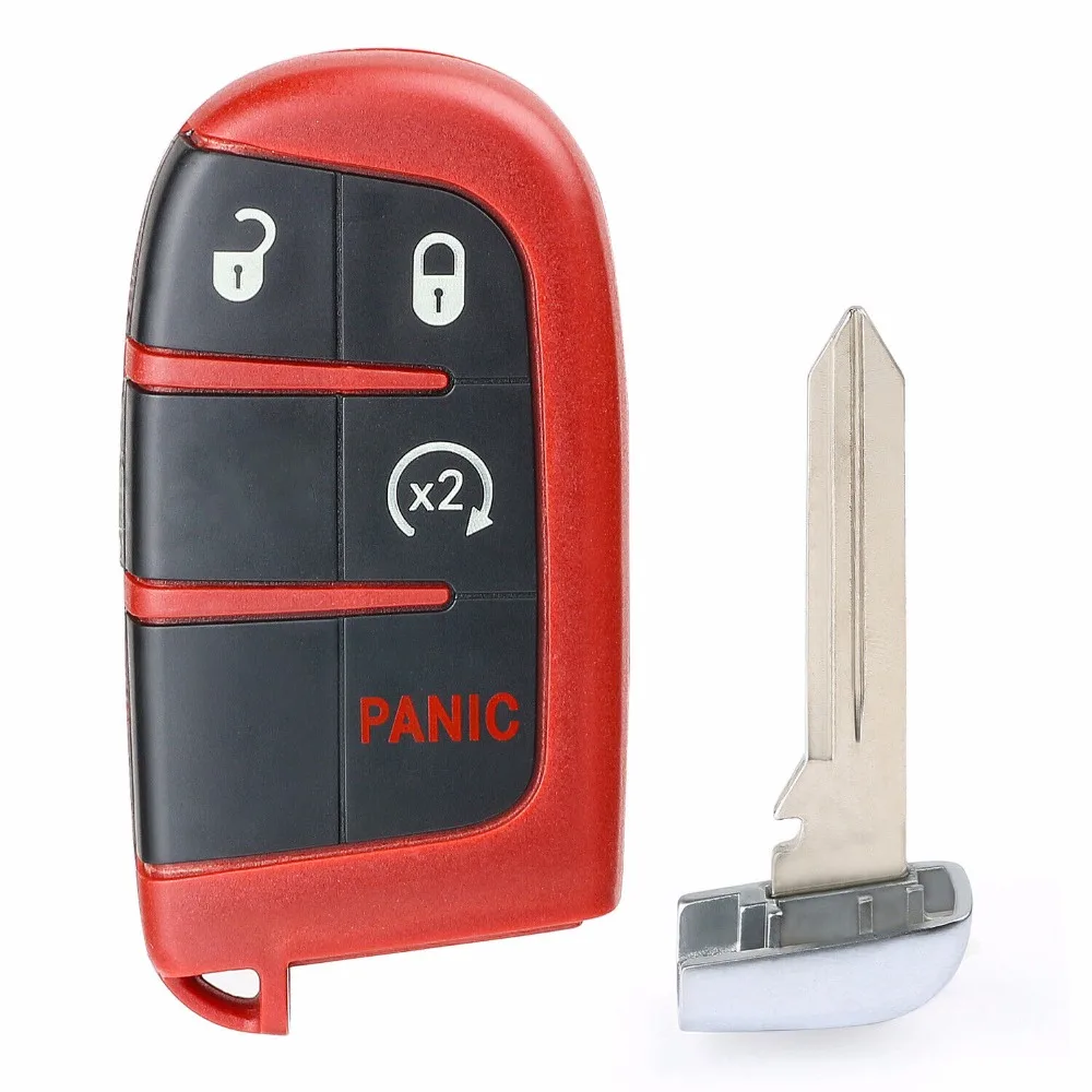 Красный чехол Keyecu для ключа дистанционного управления Сменный Чехол 3 + 1B Chrysler Jeep