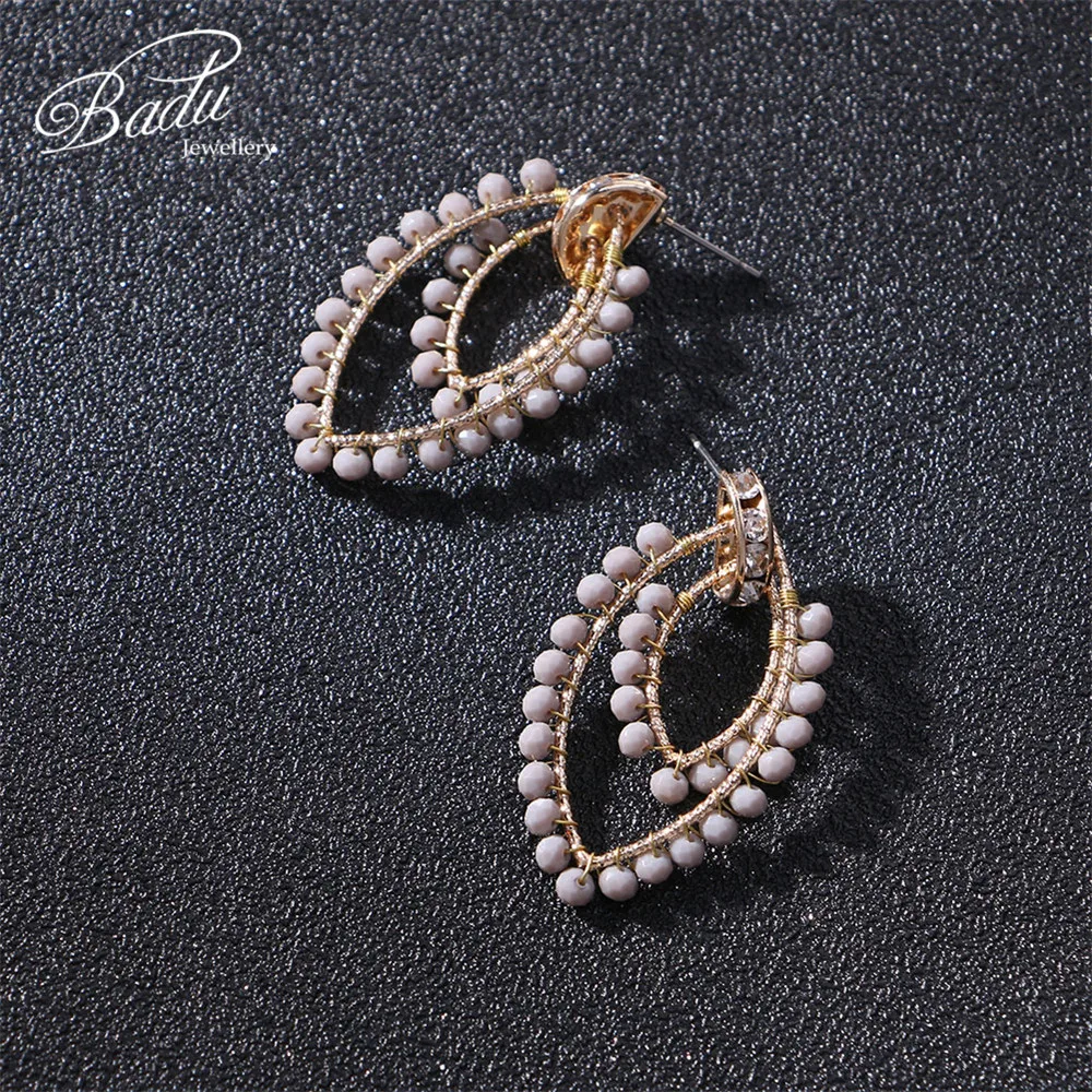 Badu Geometric Stud Earrings for Women Crystal Crochet Big Statement Earring for Party Elegant Fashion Jewelry Dropshipping
