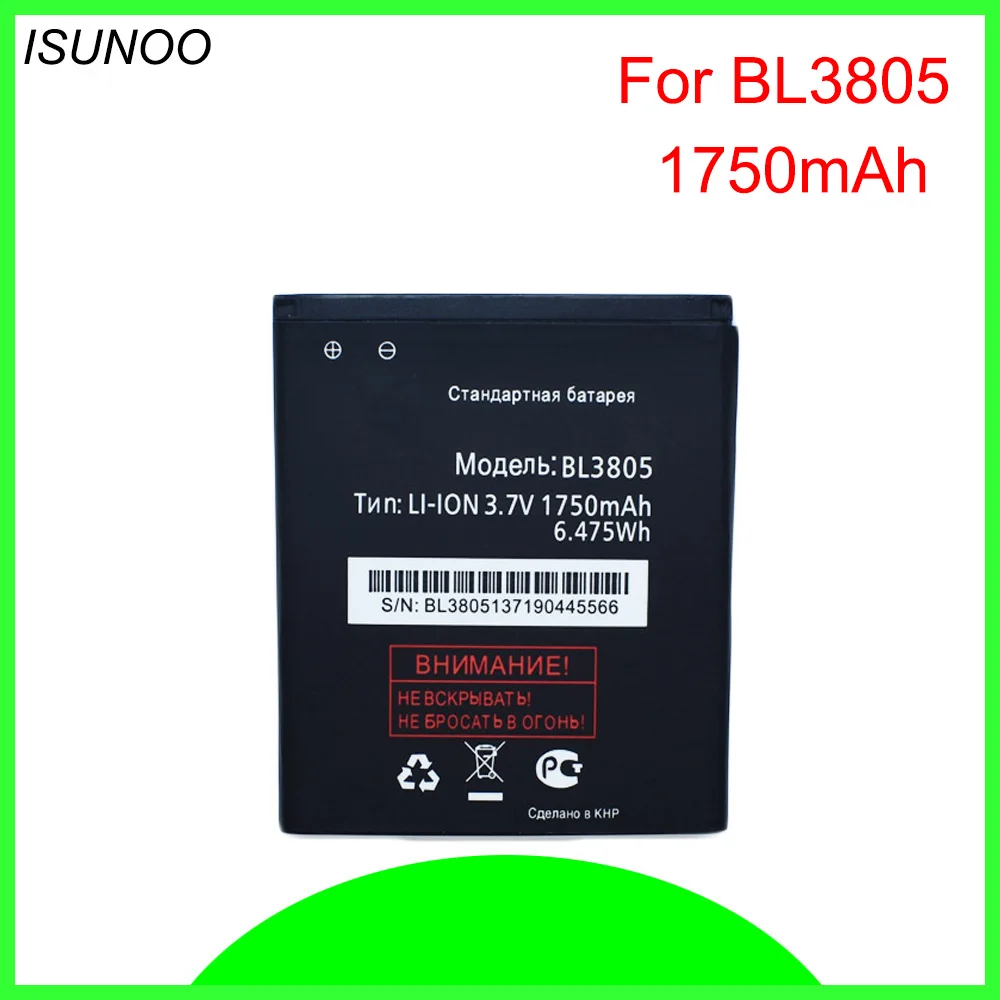 

ISUNOO 10pcs/lot BL3805 1750Mah Battery for FLY Rechargeable Replacement Batteria BL 3805 Batteries For Fly IQ4404 IQ 4404