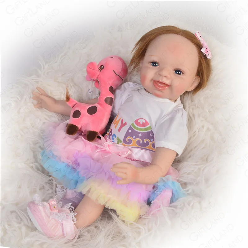Reborn Baby Doll 22 дюймов Love littleAngel с большой улыбкой ручной работы Детская кукла розовая