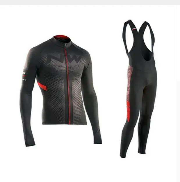 2019 Por Team NW Northwave Cycling Long Sleeve Set Maillot Ropa Ciclismo GEL Bib Pants Autumn/Winter MTB Bike Clothing Kit | Спорт и