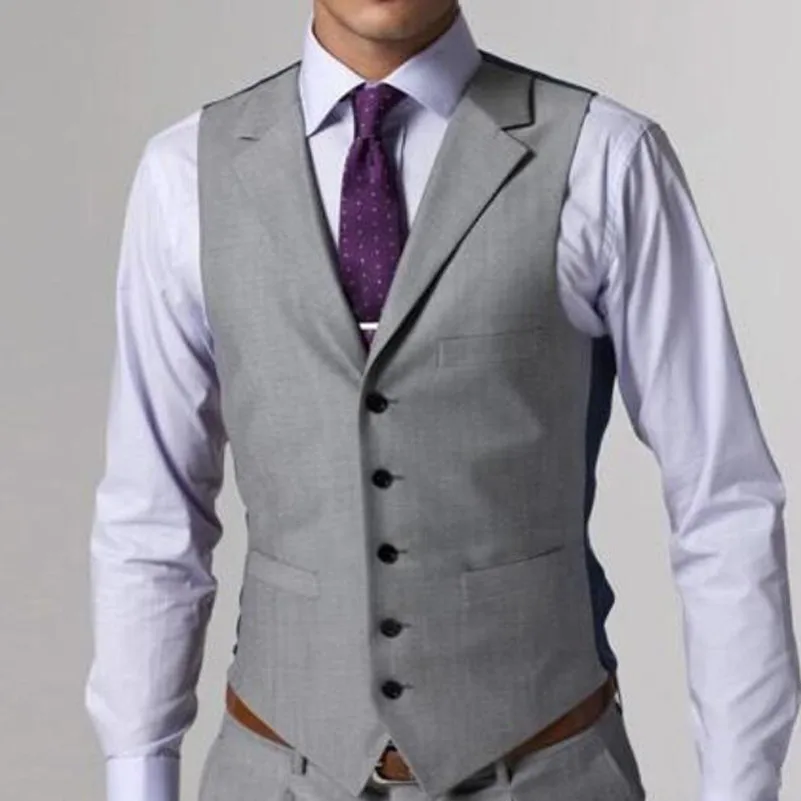 2017 праздничная одежда серый 5 Пуговицы мужской костюм жилет Slim Fit Мода Для