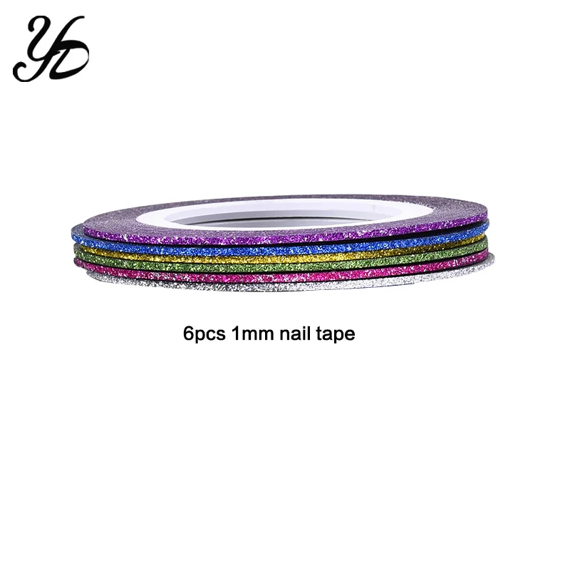 Матовый лазерный блеск Yiday 6 шт. многоцветная клейкая лента для нанесения полос