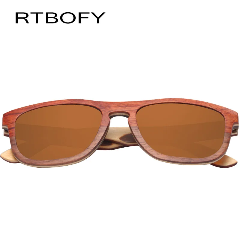RTBOFY солнцезащитные очки для мужчин квадратные деревянные фанерные женщин