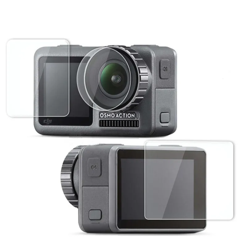 Tempered Glass For DJI osmo Action 1 Action2 2 Camera Lens Front + back Screen Protector Protective Film Guard | Мобильные телефоны