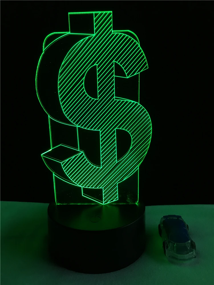 Уникальный 3D USD доллар ночной Светильник для предприятия домашний декор вспышка