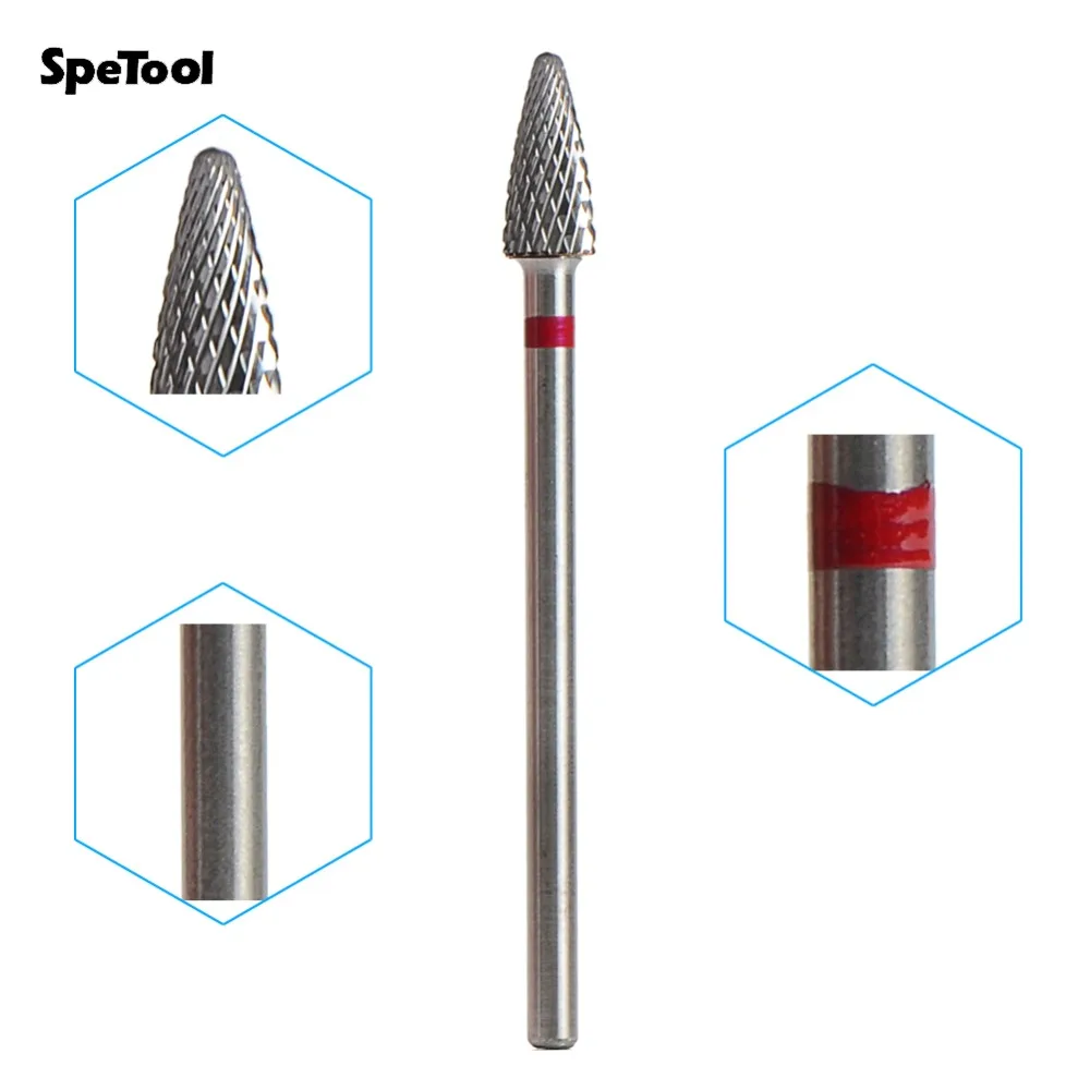 SpeTool вольфрамовый карбид фреза для ногтей вращающаяся зернистость 3/32