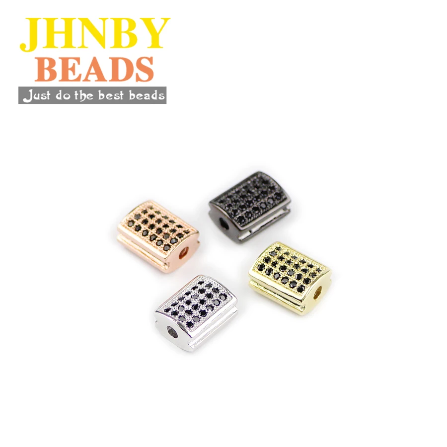 JHNBY 4 шт. геометрические медные разделительные бусины черные стразы с