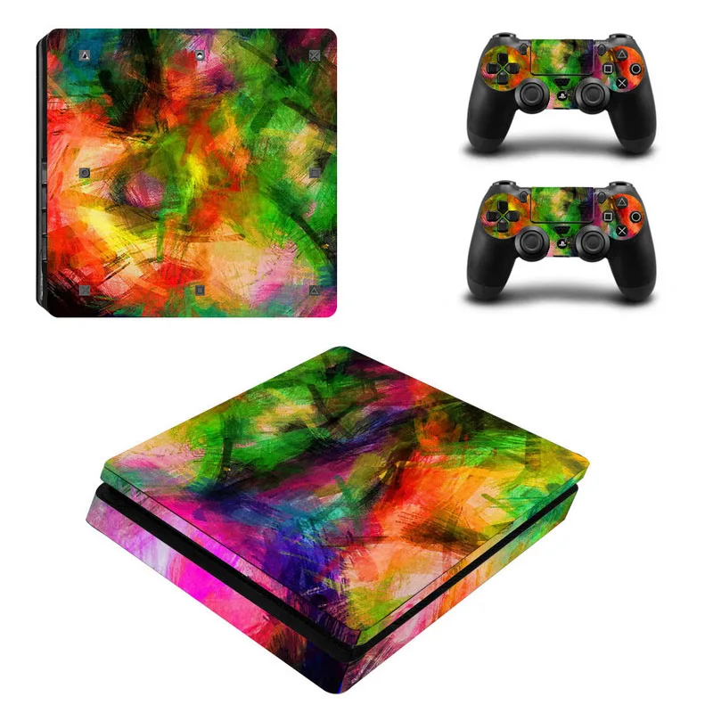 Цветная виниловая тонкая наклейка для PS4 для sony Playstation 4 Slim консоли+ 2 контроллера кожи наклейка для PS4 S кожи ZY-0017