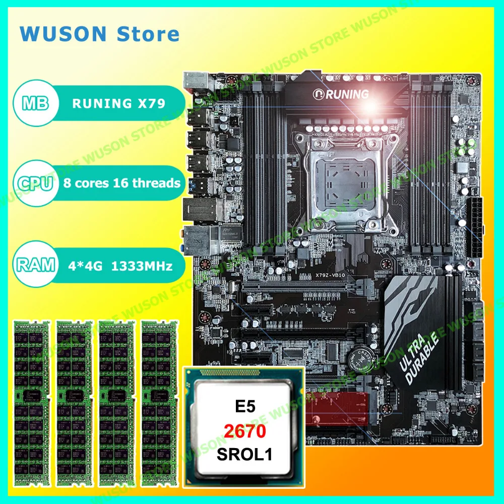 Новинка! Runing Super ATX X79 LGA2011 материнская плата 8 разъемов DDR3 DIMM max 8*16G память Xeon E5 2670 C2