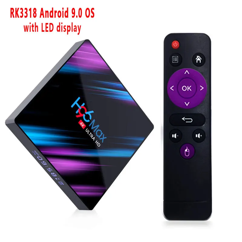 H96 Max Rk3318 четырехъядерный Android 9,0 Smart Tv Box 4G Ram 32G Rom 2,4/5G Wifi Bt H.265 Vp9 Hdr 3D Uhd 4K