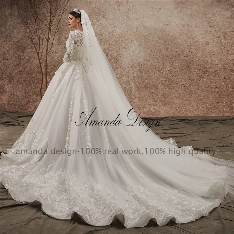 Платье с длинным рукавом Amanda Кружевная аппликация из цветов | Свадьбы и торжества