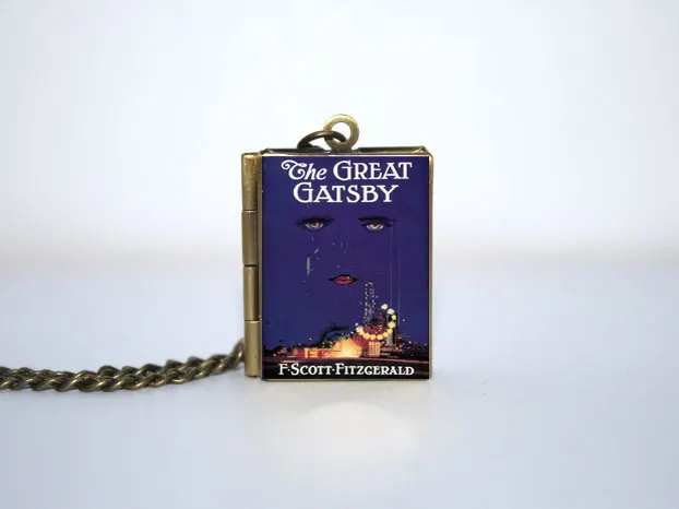 Большой Гэтсби Чехол-книжка медальон ожерелье Брелок Серебряный и бронзовый тон