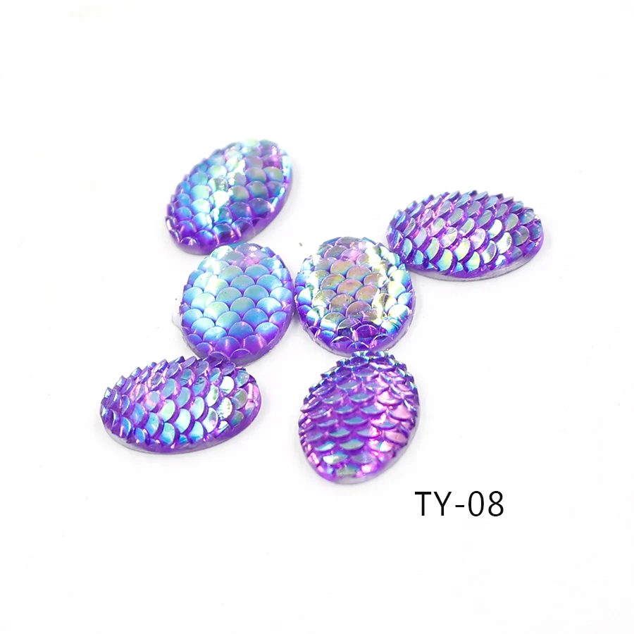 Fnixtar Resin Cabochons Oval Fish Scales Flat Back Cabochon Supplies for Jewelry Finding Fit 18x13mm Setting Base 20Piece/lot | Украшения и