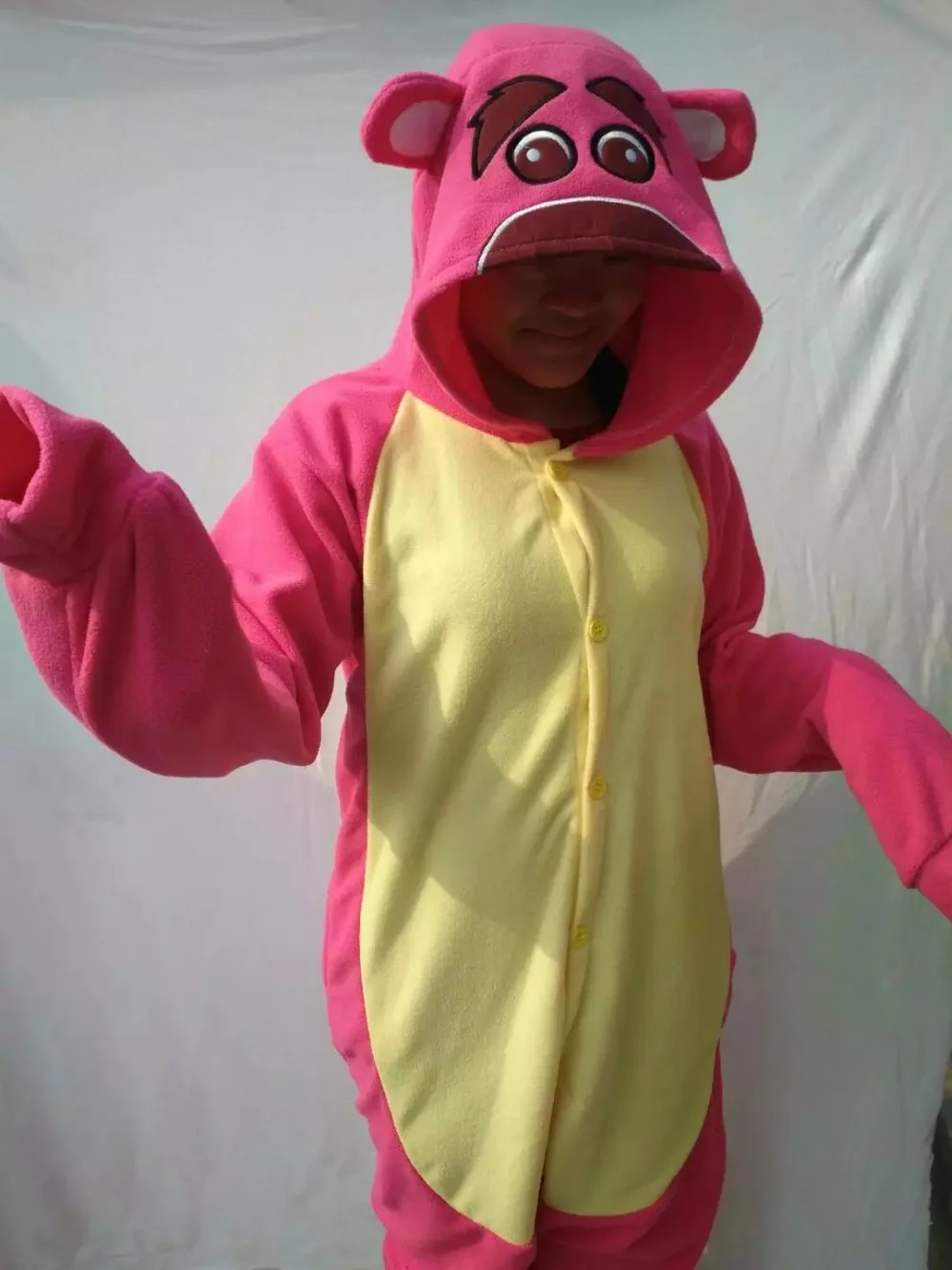 Мультяшные аниме милые игрушки клубника медведь лотсо Onesie Хэллоуин косплей животные Красный Медведь взрослых флис пижамы комбинезон