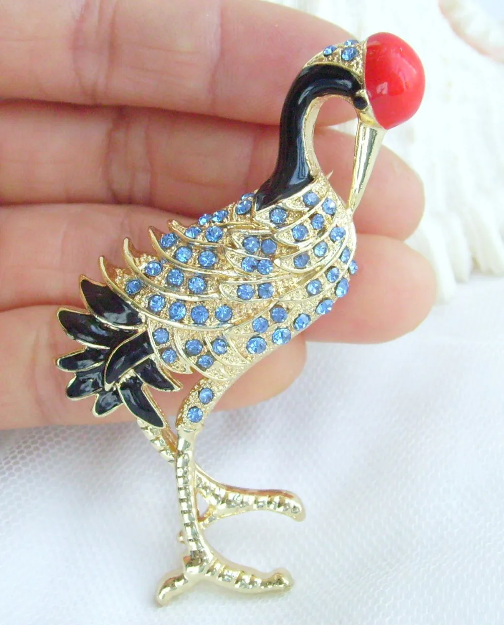 2 76 &quotсиний горный хрусталь Кристалл красная Коронная брошь с дизайном журавль