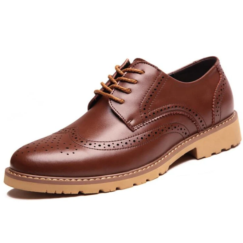 Dark brown Модные мужские оксфорды в деловом стиле; винтажные дышащие оксфорды ручной работы; Простые Дизайнерские мужские туфли; Calzado Hombre - Цвет: Dark brown