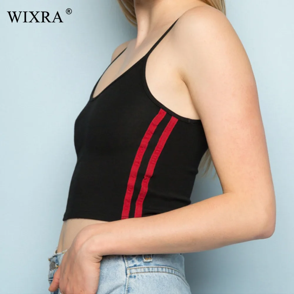 Женский топ с полосками по бокам Wixra повседневный короткий в полоску лето 2018 |