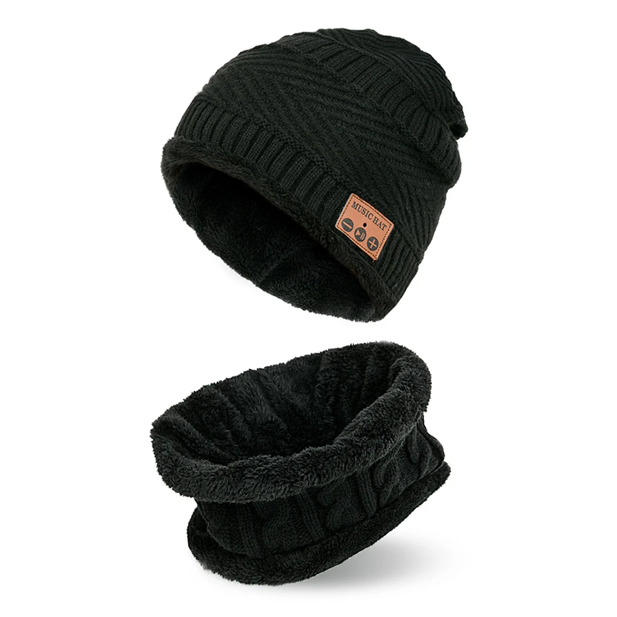 Black with Bib Зимние bluetooth наушники, музыкальная шапка, беспроводные наушники, гарнитура с микрофоном, спортивная шапка для sony, стерео музыкальные кепки - Цвет: Black with Bib