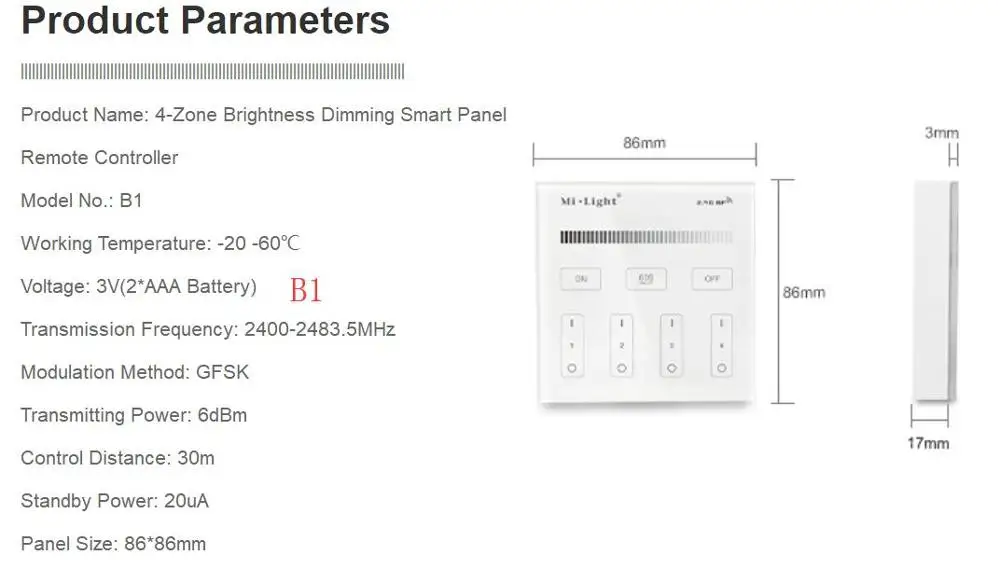Milight B0 B1 B2 B3 B4 B8 4 Zone 8 2 GHz беспроводная WIFI Сенсорная панель диммер/RGBW/RGB + CCT LED умный