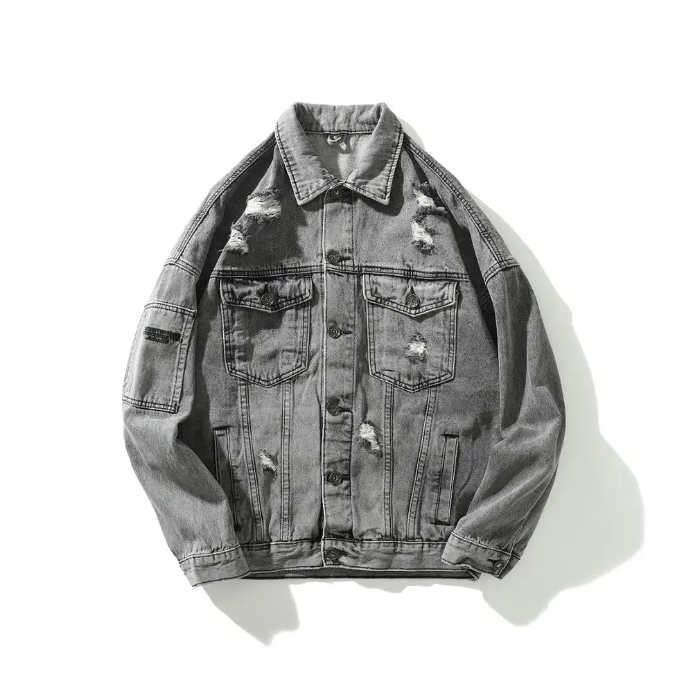 2019 New Arrival Vintage Hipster light blue cool jackets men clothes hip hop denim jean jacket clothing Coat Autumn winter | Мужская