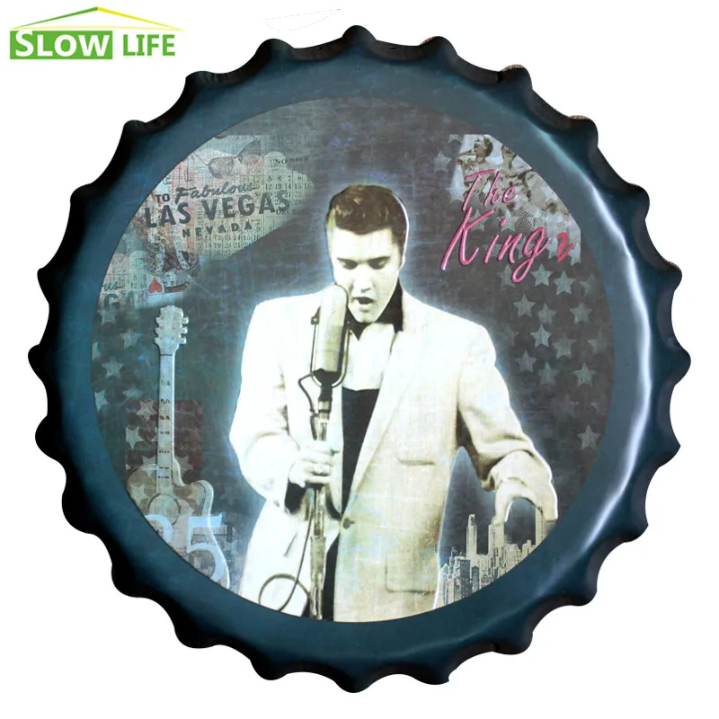 Официальный Elvis Presley бутылка крышка металлическая жестяная вывеска винтажный