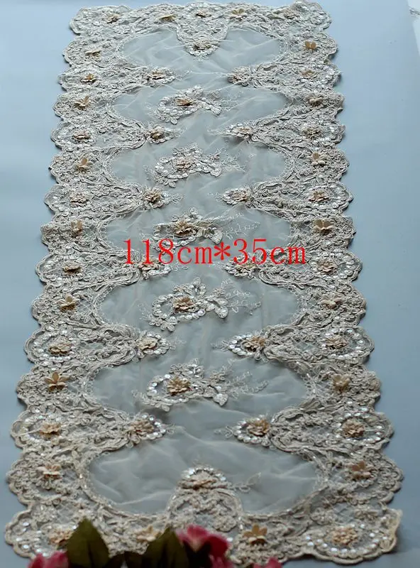 Роскошная кружевная скатерть расшитая бисером 3Dflowers ручная работа лист Doilies Alencon