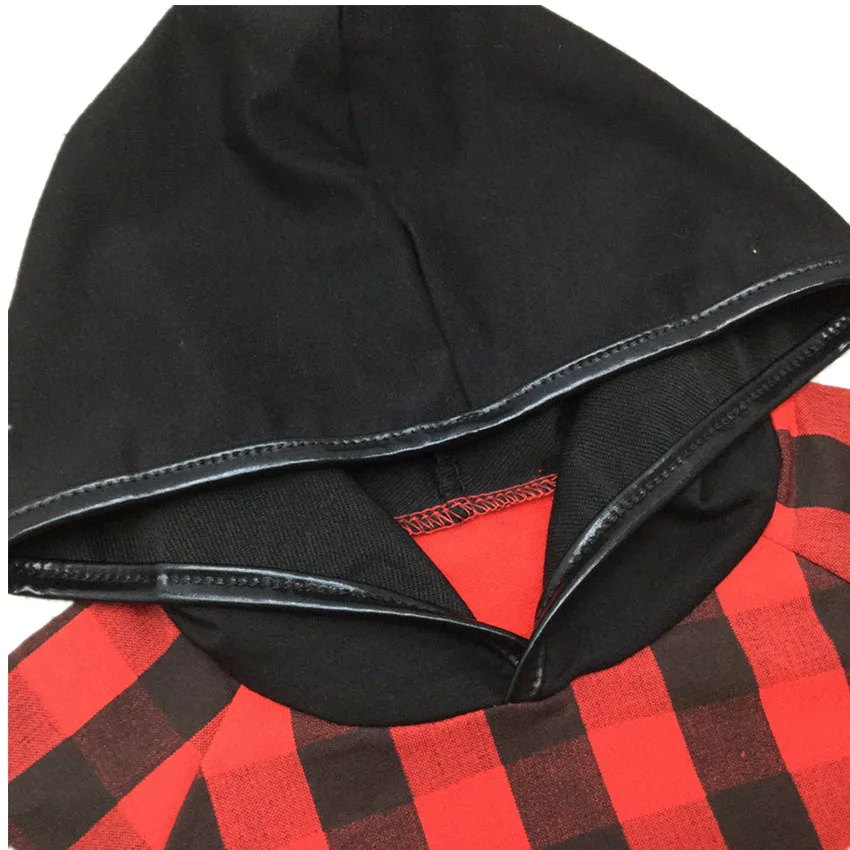 Baby Boys Girls Christmas Clothing Set Kids Red Plaid 2Pcs Hoodies+Pants Girl X'mas Hooded Suit Clothes 30 | Детская одежда и