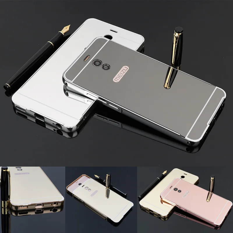 Чехол для Meizu M6 Note M6Note металлическая оправа с зеркальной задней крышкой жесткий