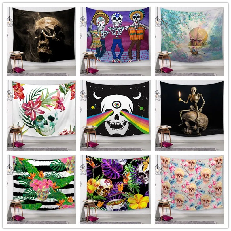 Гобелен в виде черепа высокое разрешение карта ткань Настенный декор