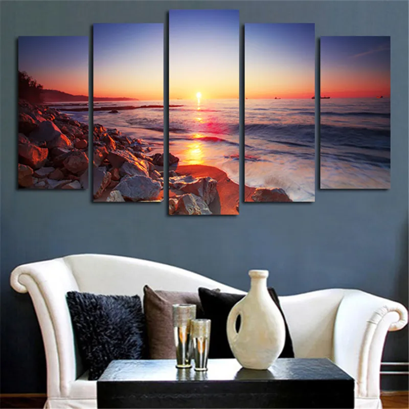 

5 Piece Modern Wall Art Canvas Stone Is Land Tableau Print Painting Decorative Picture For Home Decor Unframed Panel Art Canvas