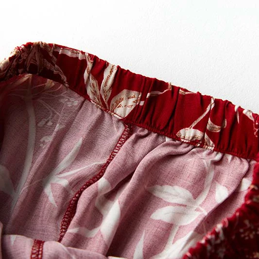Новая высококачественная атласная красная пижама с рисунком клена для женщин, пижама с длинным рукавом и v-образным вырезом, весенние удобные пижамы, домашний комплект из 2 предметов
