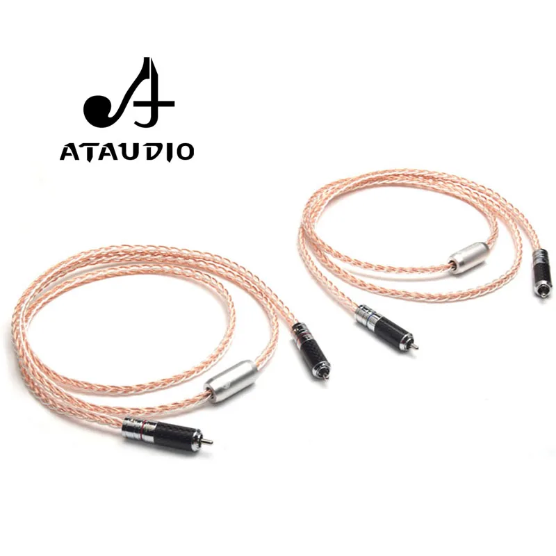 ATAUDIO 7N OCC серебристый и медный Hifi RCA кабель Hi end 2RCA штекер соединительный 1 м 2 3