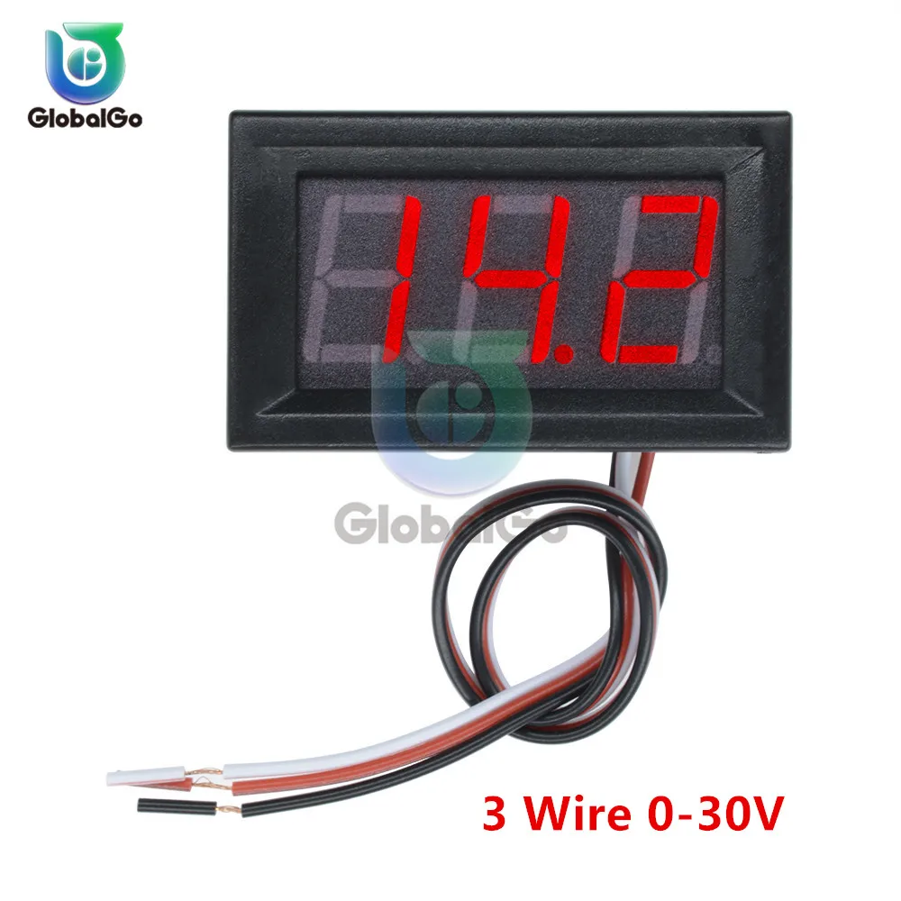 3 Wire 0-30V 0,56 дюймов Мини Прямой ток Цифровой вольтметр 2 провода 3 провода DC4.5V до 30V 0.5" Индикатор напряжения панели дисплея Светодиодный дисплей Измеритель напряжения Для 6V 12V мотоцикл - Цвет: 3 Wire 0-30V