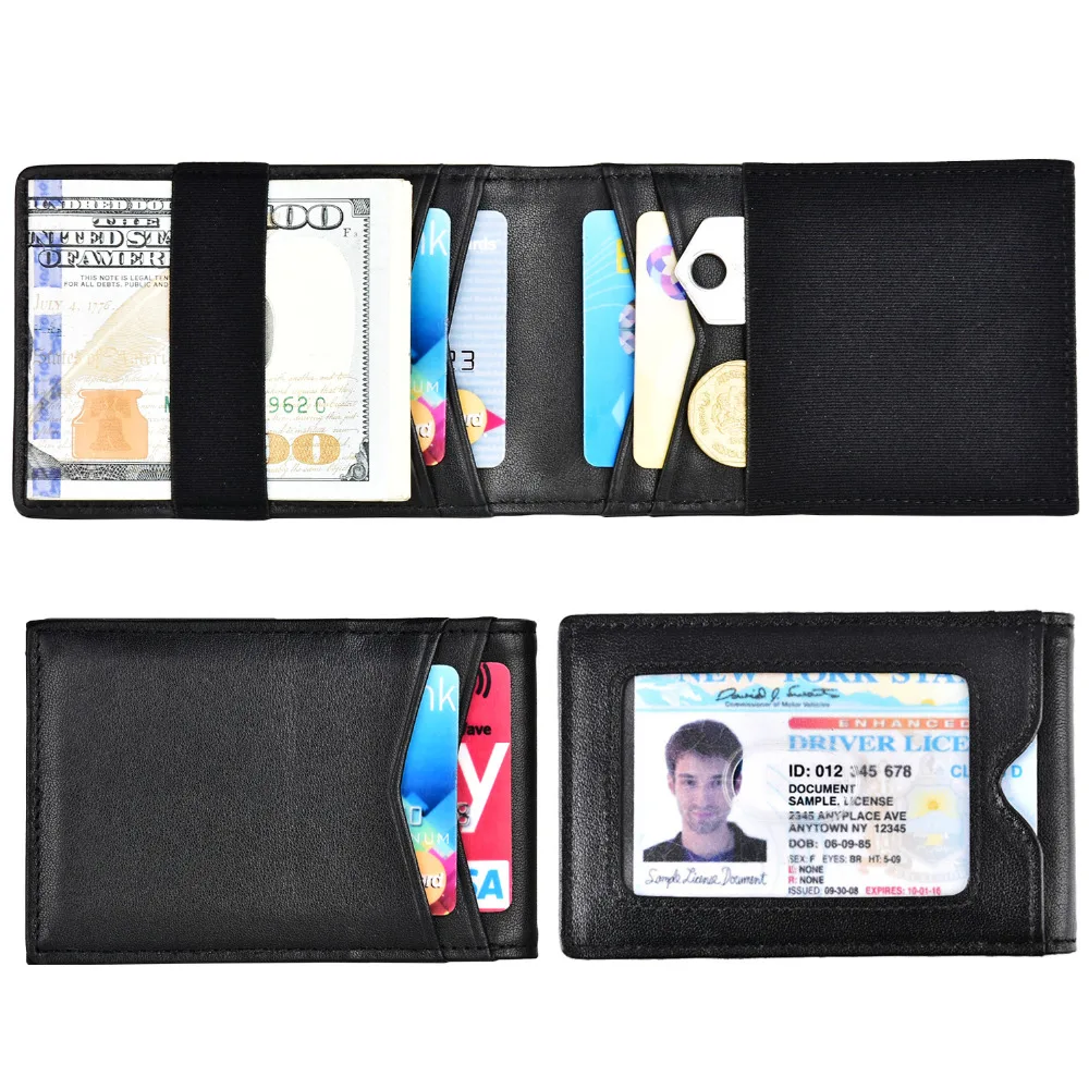 Kinzd мужские минималистский Кошелек двойного сложения RFID Блокировка натуральной