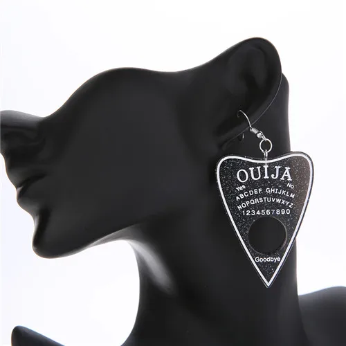 glitter black 1 пара, женские серьги-капли, многоцветная смола, Ouija planchette, амулеты, полимерная серьга для подарка на день рождения, детские женские ювелирные изделия - Окраска металла: glitter black