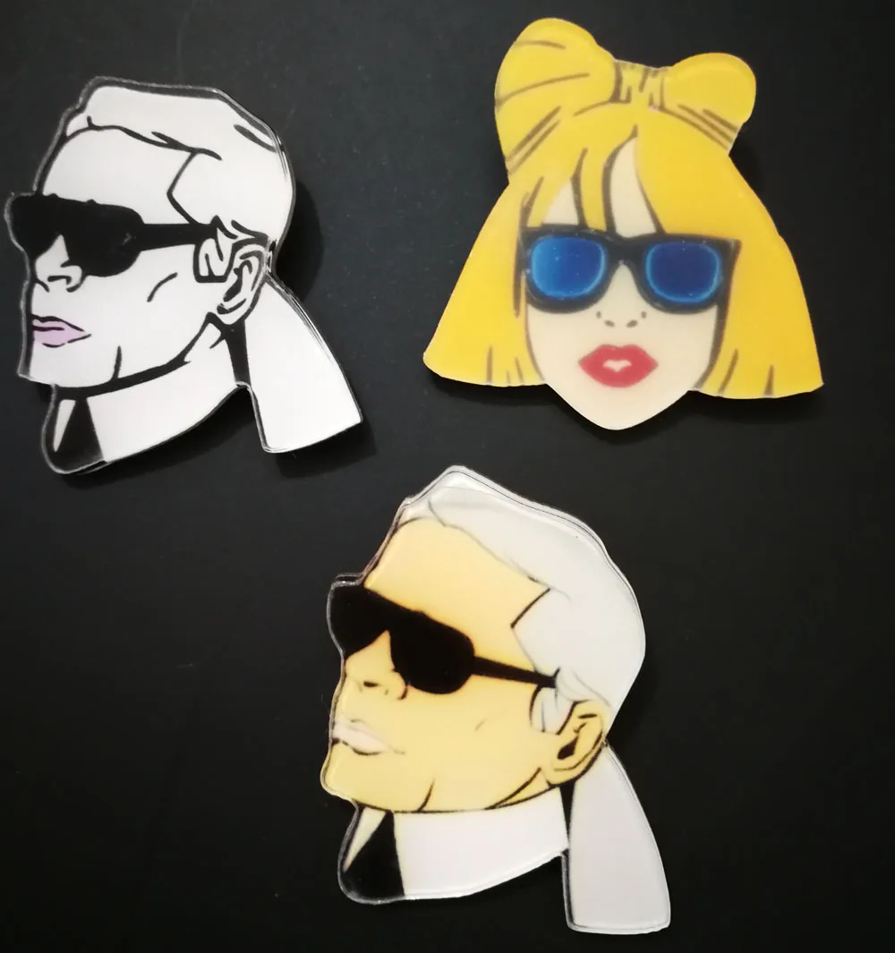 Акриловая Женская Брошь Gaga булавка для портрета значки из мультфильма