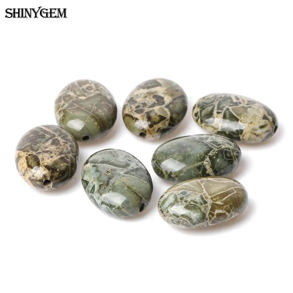 ShinyGem 13x18mm Oval Snakeskin Pattern Stone Beads DIY Beading Wholesale Natural For Jewelry Making 20pcs/Lot | Украшения и