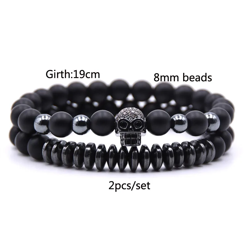 Пара CZ браслет из головы черепа бусы ювелирные изделия Для мужчин в едином