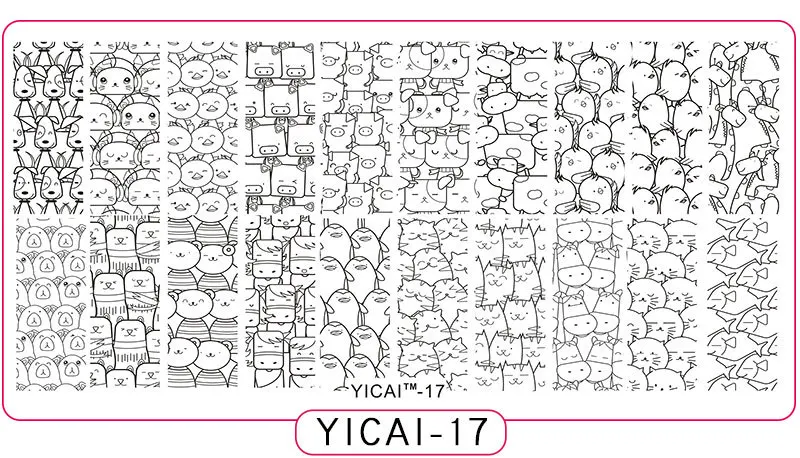 17 YICAI(1-40) серия-изображения пластины для штамповки ногтей трафарет шаблон металл различные фулкавер цветок 1 шт. изображение штамп пластины - Цвет: 17