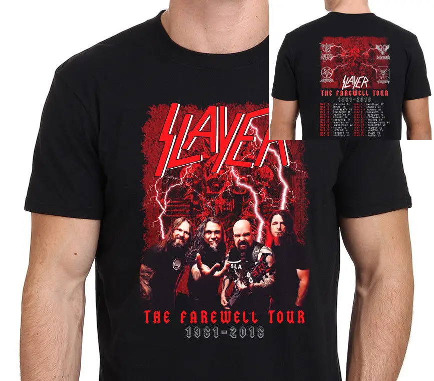 Slayer/футболка Final World Tour 2018 Мужская черная футболка с S to 3XL рукавами для мальчиков