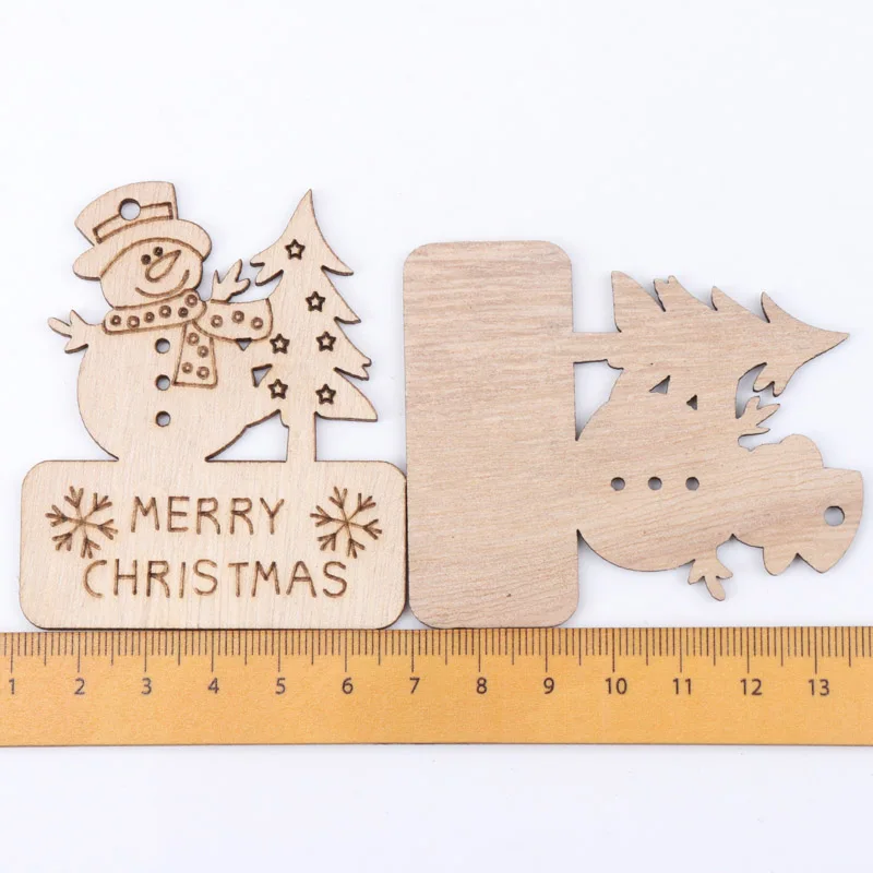 Wooden Christmas Series Pattern Scrapbooking Art Collection Craft for Handmade Sewing Home Decoration 60-90mm 5pcs MZ174 | Дом и сад