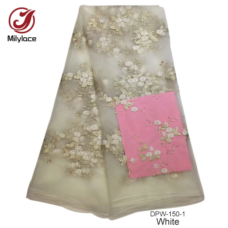 African lace fabric african tulle high quality lovely flower pattern design embroidery nigerian fabrics DPW-150 | Дом и сад