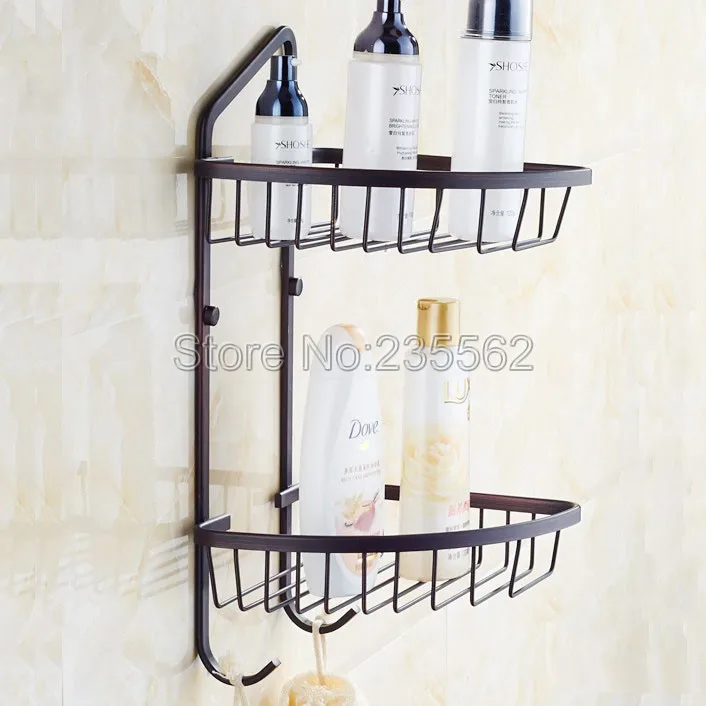 

Black Oil Rubbed Brass Wall Mounted Bathroom Soap / Sponge Shower Storage Baskets Cba067