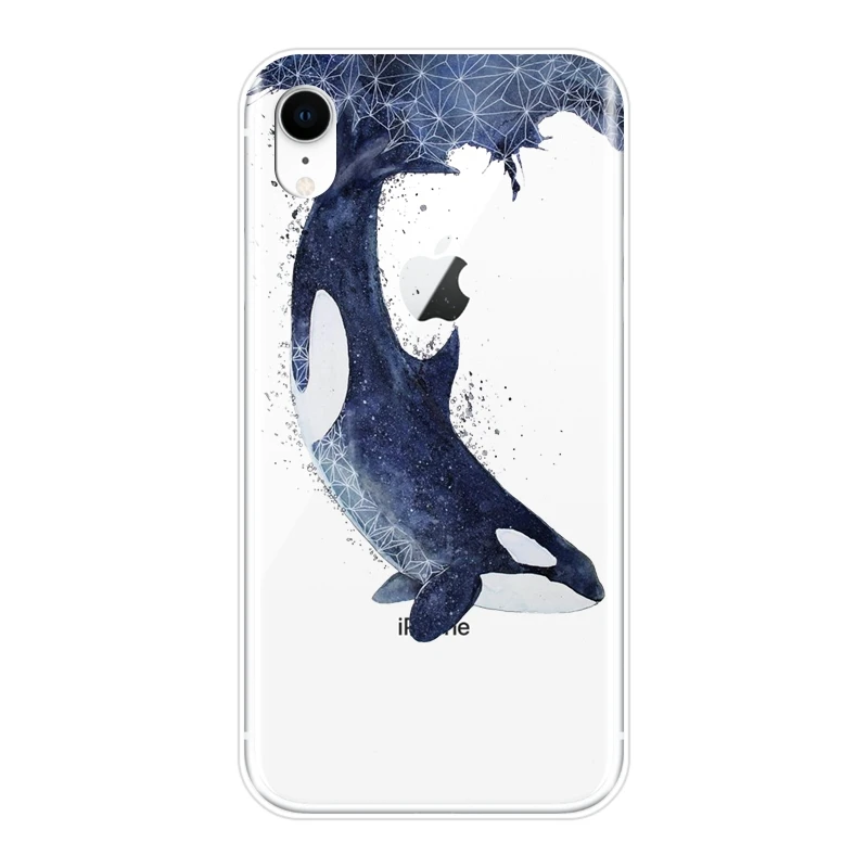 Задняя крышка для iPhone X XR XS MAX 8 7 6 S 6 S Кит Рыба волна море силиконовый мягкий чехол для Apple iPhone 6 S 6 S 7 8 Plus чехол для телефона