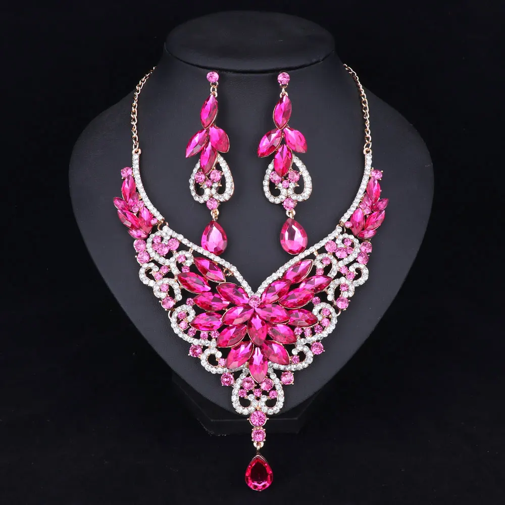 Модные стразы Свадебные Ювелирные наборы для невест вечерние аксессуары