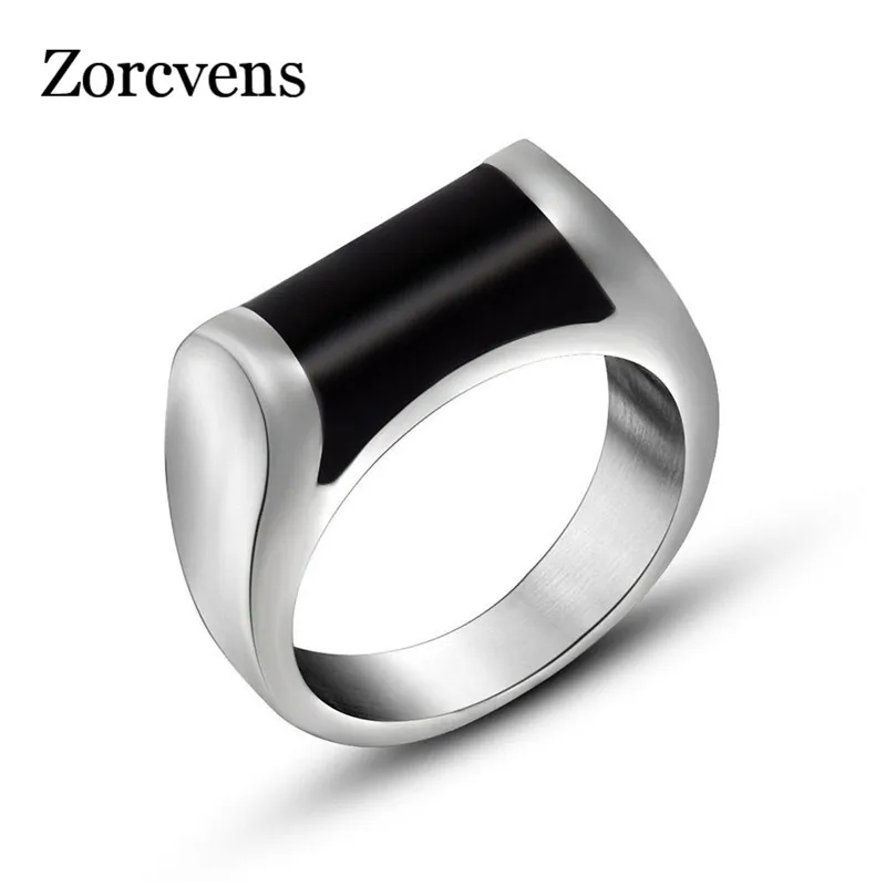 Модное мужское кольцо из нержавеющей стали zorcins обручальные кольца черного цвета