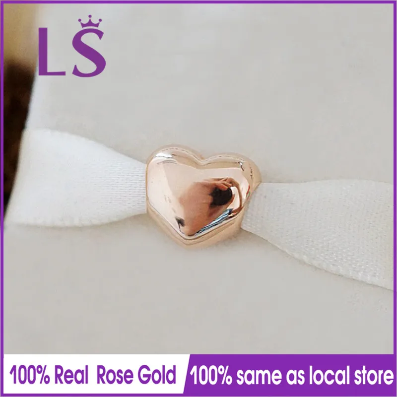 LS розовое золото большое сердце очарование подходит оригинальный браслет