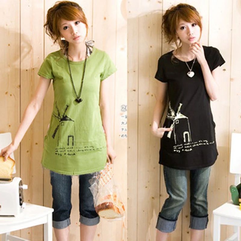 Женская футболка свободного размера плюс с принтом средней длины базовая