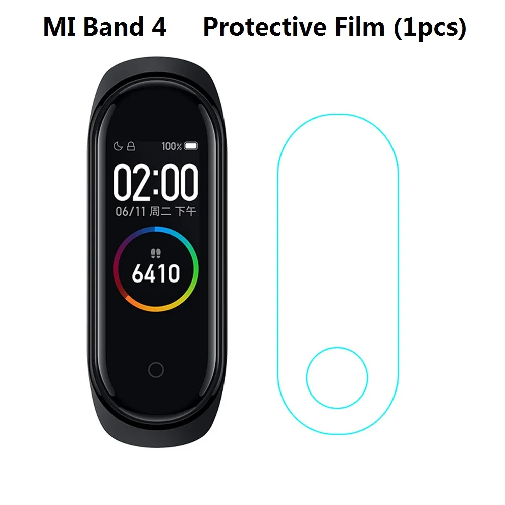 protective film(1pcs Для mi Band 3 4 ремешок на запястье для Xiao mi band 3 силиконовый для mi band 3 4 аксессуары многоцветный mi 3 сменный ремешок - Цвет: protective film(1pcs